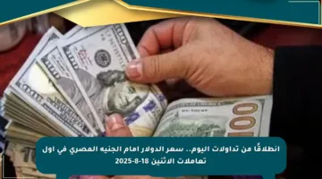 انطلاقًا من تداولات اليوم.. سعر الدولار أمام الجنيه المصري في أول تعاملات الإثنين 18-8-2025